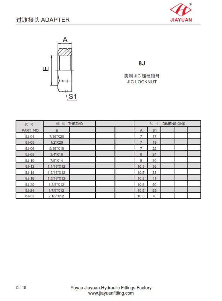 Porca de fixação JIC para conector de anteparo
