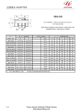BSP Cone BSP Ajustável O-Ring Acessórios