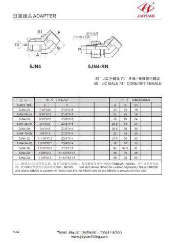 E45 JIC Macho NPT Conectores fêmeas