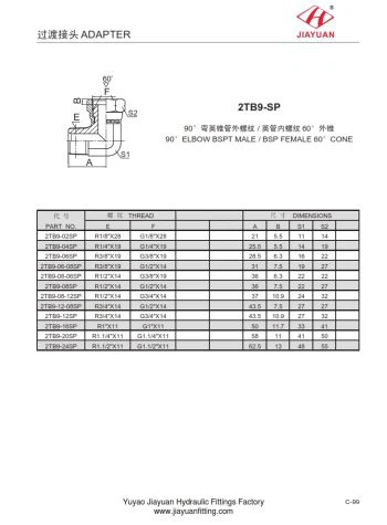 Adaptador giratório macho BSPT BSPP para cotovelo
